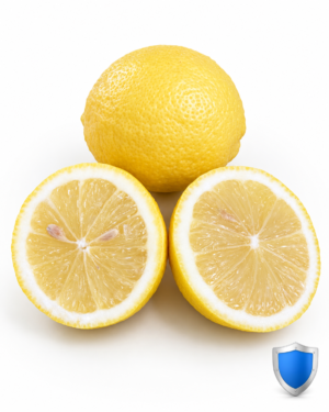 Bearss lemons, one whole and two halves, on white